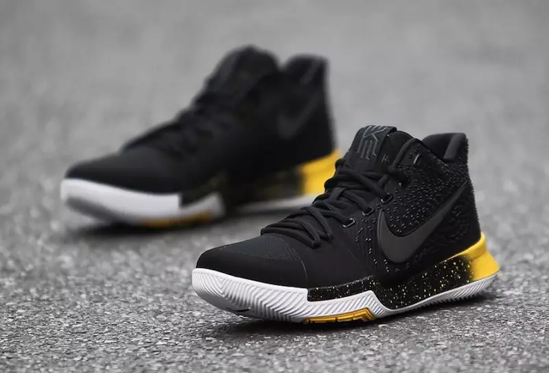 Nike Kyrie 3 Preto Varsity Milho Amarelo 852396-901 Data de Lançamento