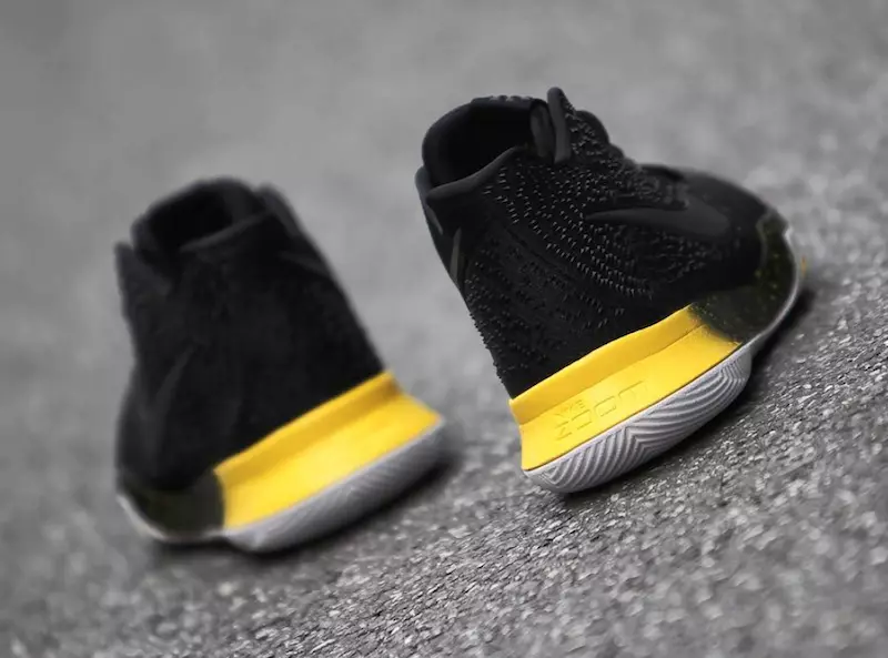 Nike Kyrie 3 Preto Varsity Milho Amarelo 852396-901 Data de Lançamento Salto