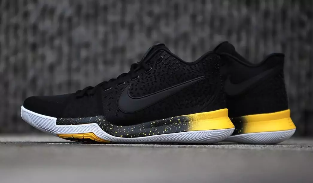 Nike Kyrie 3 Preto Varsity Milho Amarelo 852396-901 Data de Lançamento Entressola