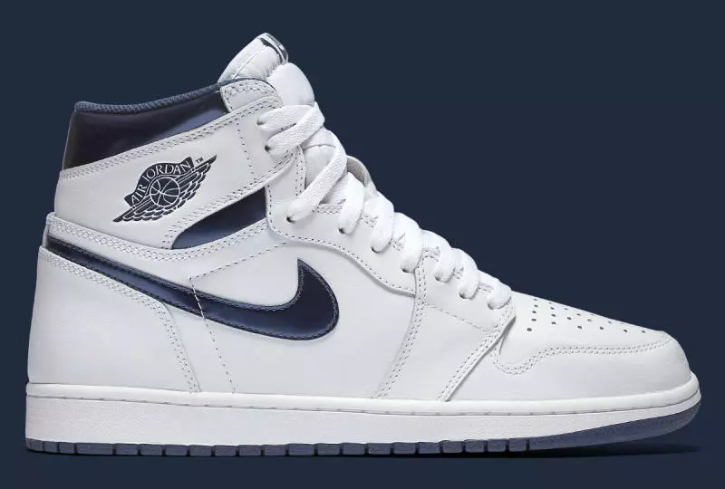 Air Jordan 1 Ретро Жоғары OG Ақ металлдық Navy