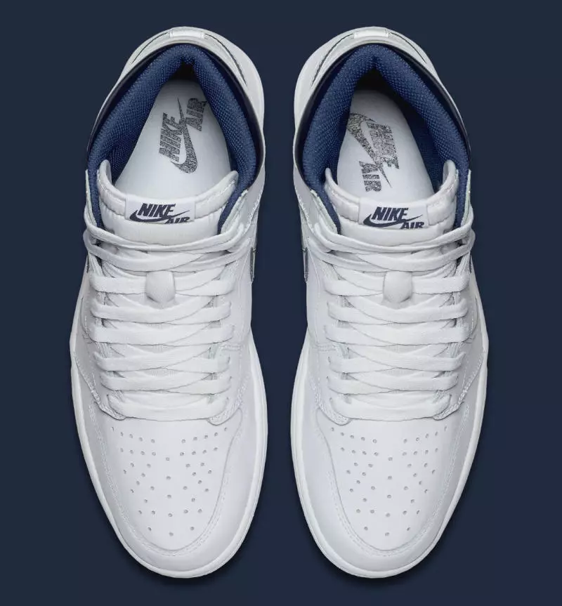 Air Jordan 1 Ретро Жоғары OG Ақ металлдық Navy