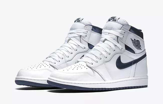 Air Jordan 1 Ретро Жоғары OG Ақ металлдық Navy