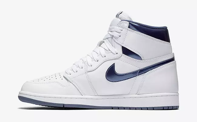 Air Jordan 1 Ретро Жоғары OG Ақ металлдық Navy