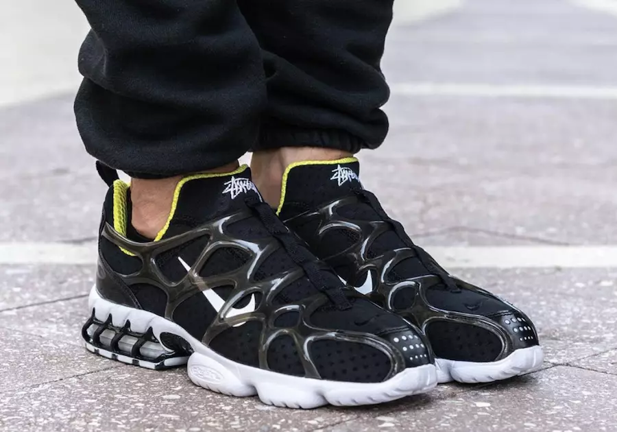 Stussy Nike Air Zoom Spiridon KK Black Bright Cactus CJ9918-001 Թողարկման ամսաթիվ On-Feet