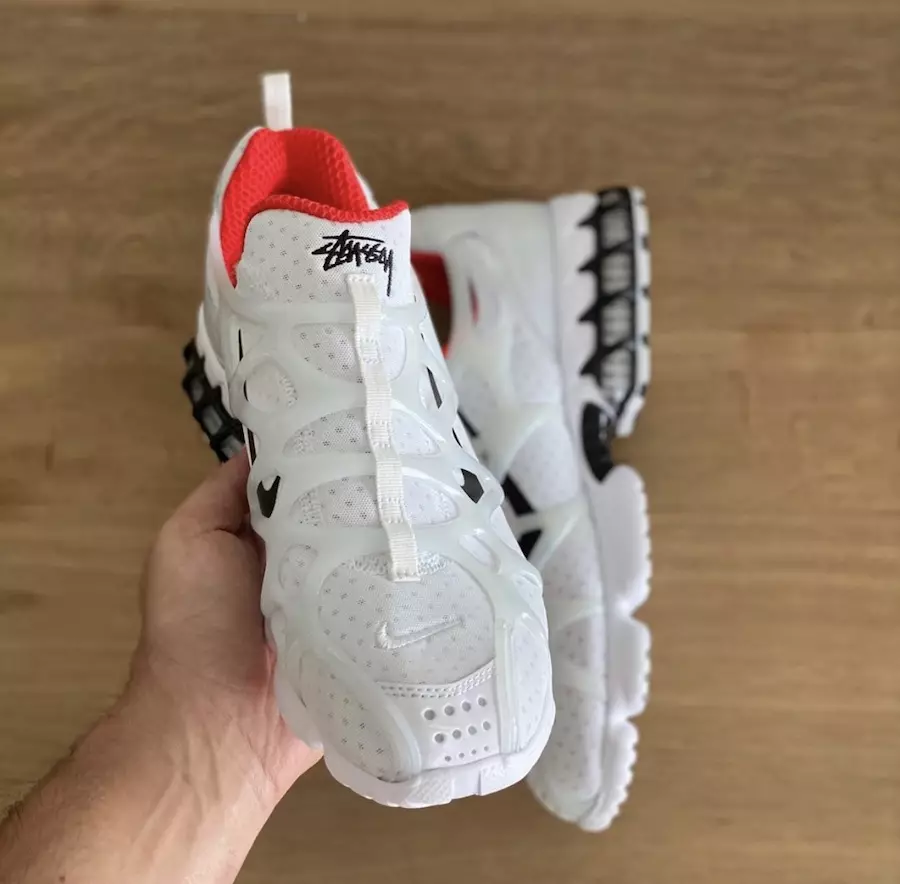 Stussy Nike Air Zoom Spiridon KK valge Habanero punane CJ9918-100 väljalaskekuupäev