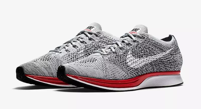 Nike Flyknit Racer punainen välipohja Wolf Grey