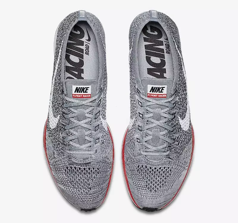 Nike Flyknit Racer punainen välipohja Wolf Grey