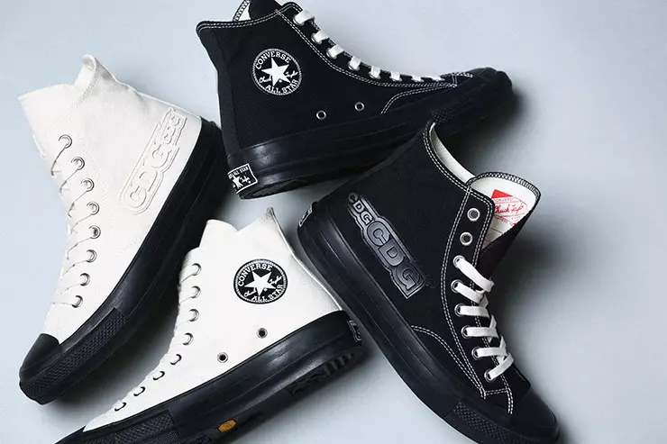 COMME des Garcons x Converse Чак Тейлор Коллексияи Сиёҳ Сафед