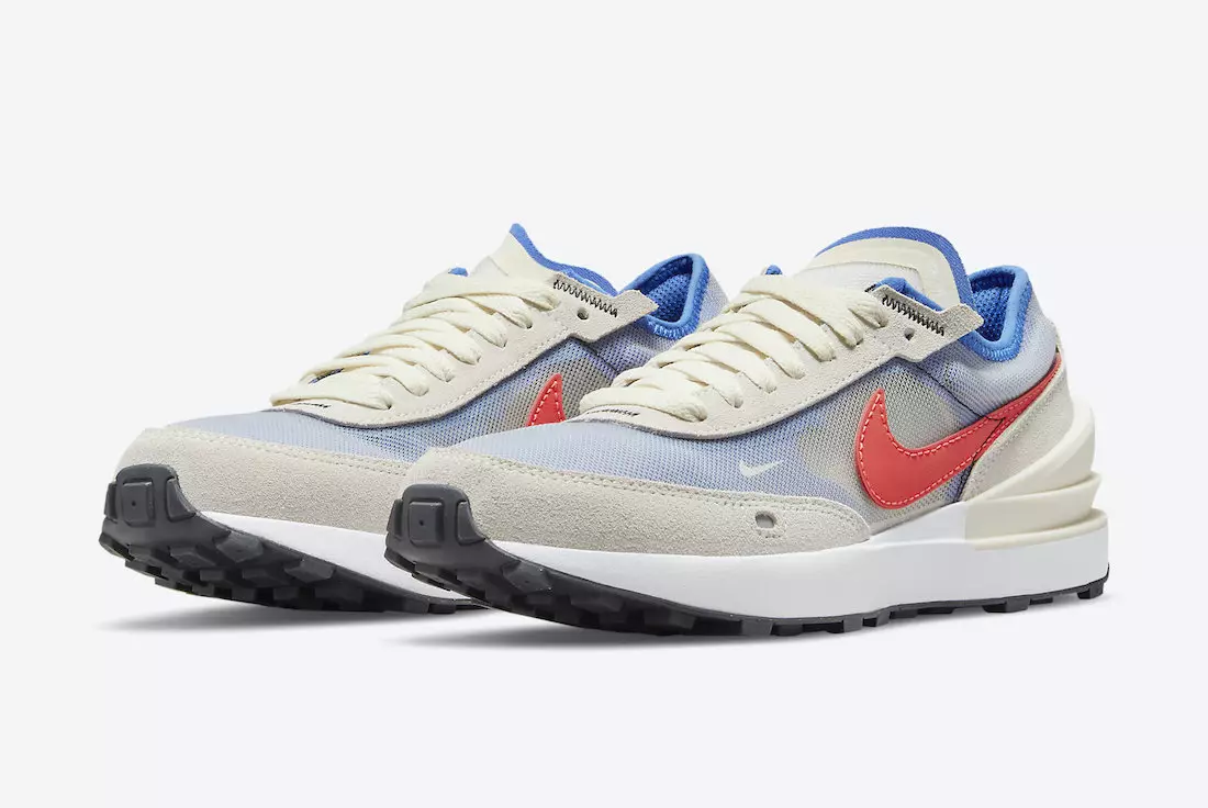 Nike Waffle One aparece com forro azul e swooshes carmesim