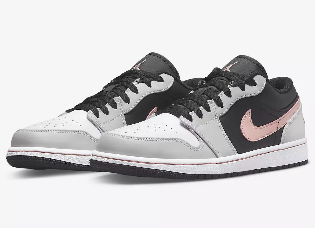 Air Jordan 1 ya Chini Inaonekana Nyeusi, Kijivu, na Pink