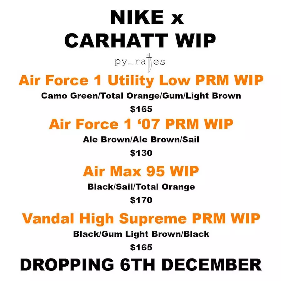 Nike x Carhartt 2018 kolekcijos išleidimo data