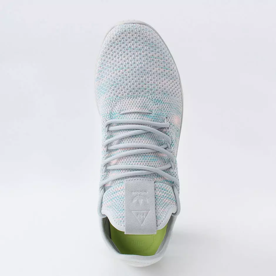 Pharrell x adidas Tennis Hu Sommar 2017 Releasedatum Pris 130 USD Stilkod: BY2671 (Ljusblå) Stilkod: BY2672 (Tan) Stilkod: BY2673 (Flerfärgad) Stilkod: CQ1872 (Teal)