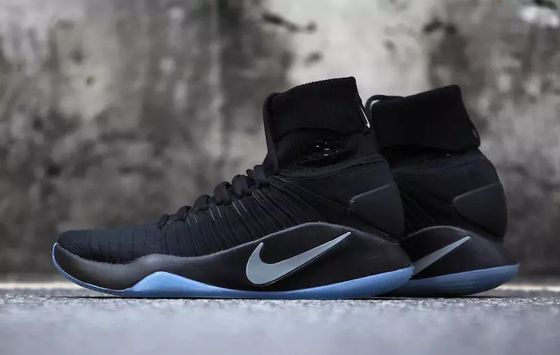 Nike Hyperdunk 2016 Flyknit Octubre 2016 Triple Negro Gris Oscuro