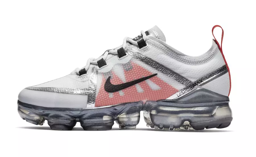 Dáta Eisiúna Nike VaporMax 2019 GS Silver White Red Black