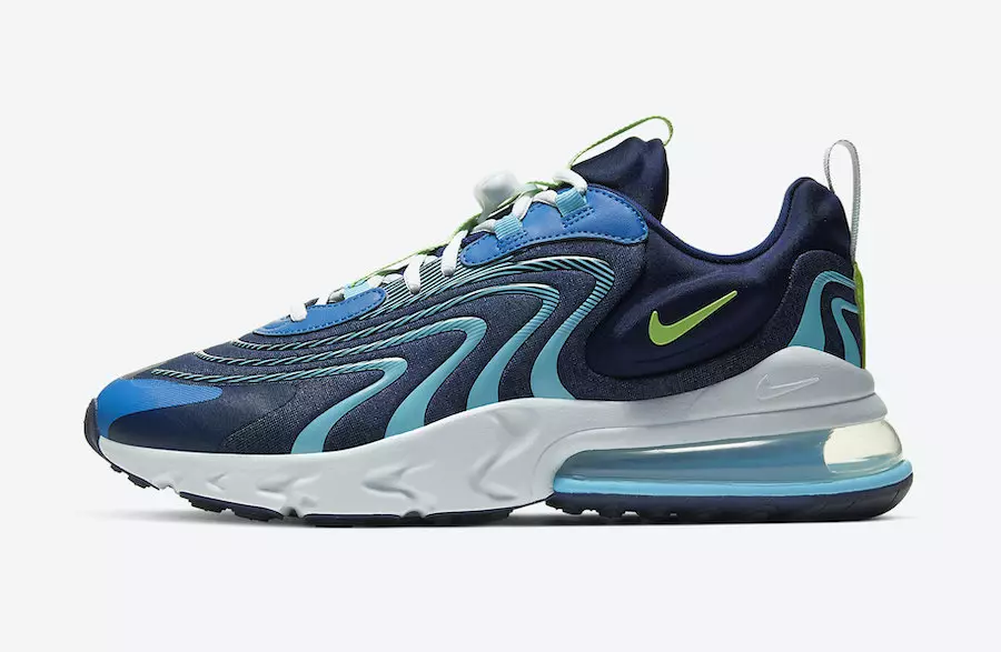 Nike Air Max 270 React ENG Blackened Blue Green Strike CJ0579-400 Data de lançamento