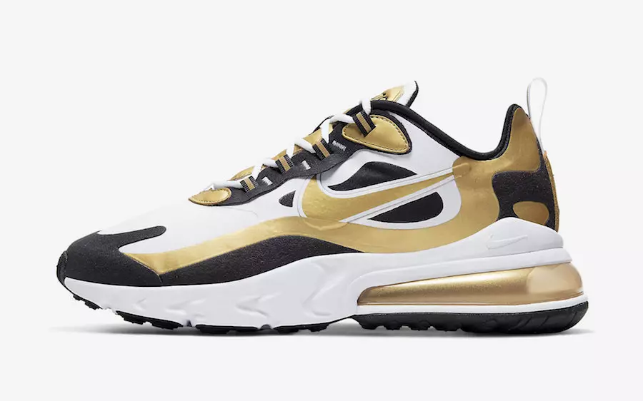 Nike Air Max 270 React Hvit Svart Gull CW7298-100 Utgivelsesdato