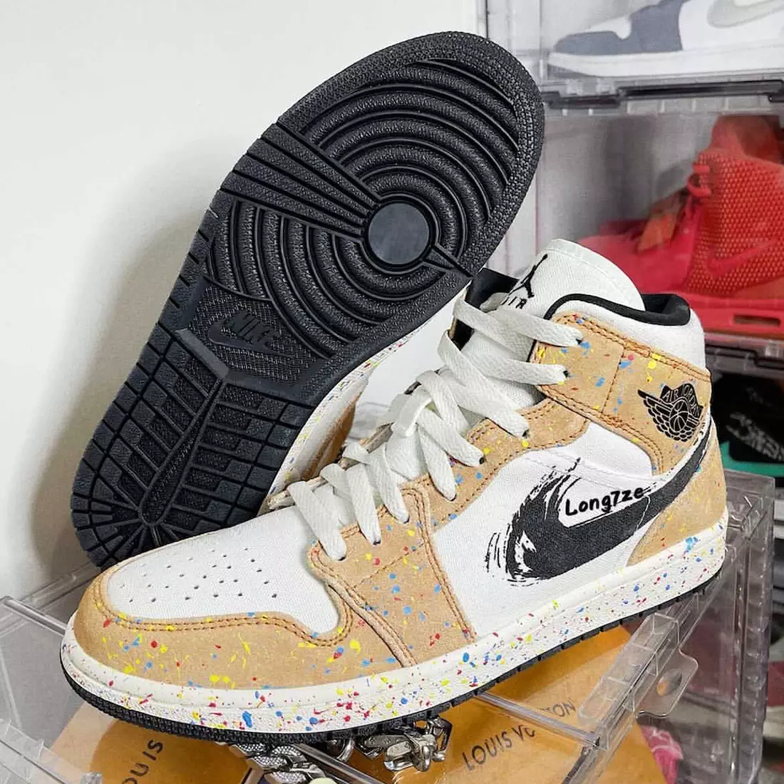 Air Jordan 1 Dáta Eisiúna Péinte Splatter Brushstroke Lár