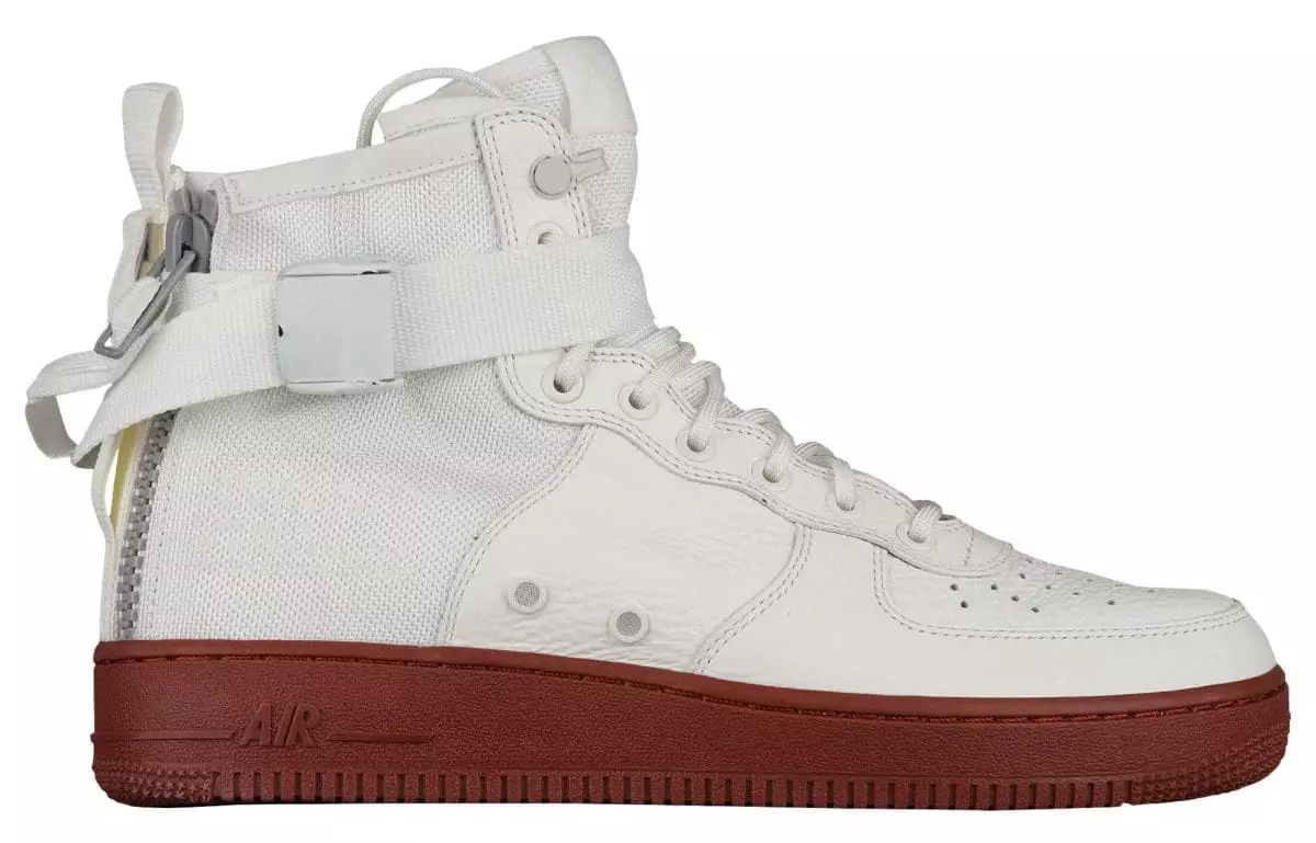 Nike SF Air Force 1 Mid Цвет слоновой кости Темно-красный