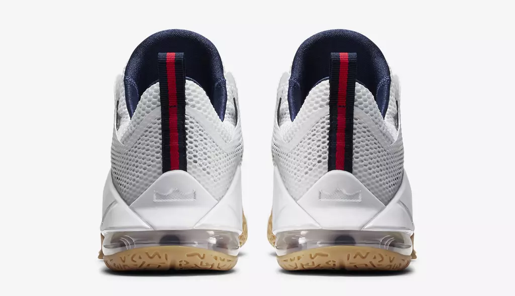 Nike LeBron 12 XII Low USA Trắng Kim loại Vàng Midnight Navy Đại học Đỏ