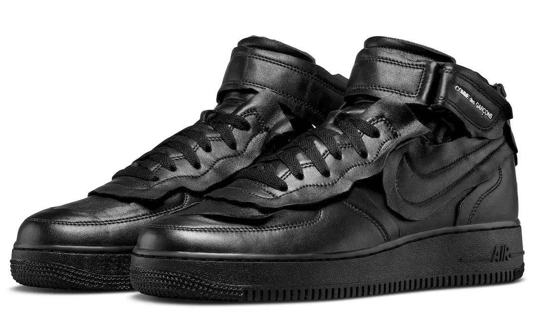 Comme des Garcons Nike Air Force 1 Санаи нашри миёнаи сиёҳ