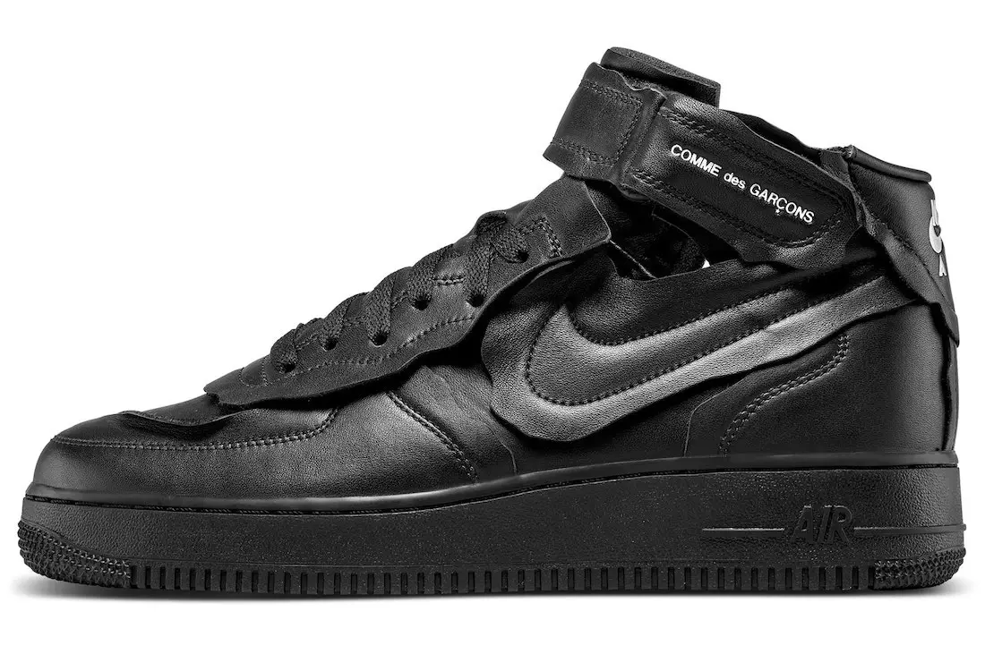 Comme des Garcons Nike Air Force 1 Ημερομηνία κυκλοφορίας Mid Black