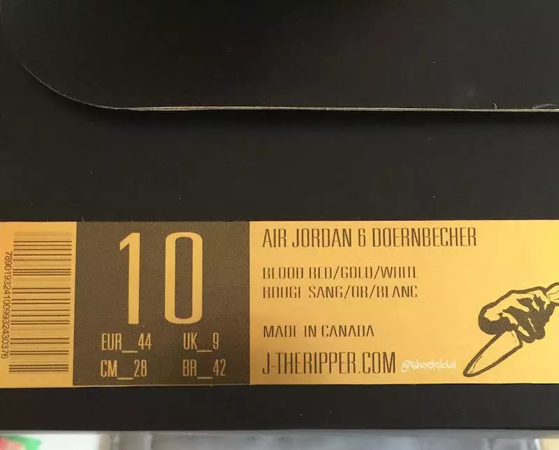 Air Jordan 6 Damu Nyekundu Doernbecher Desturi