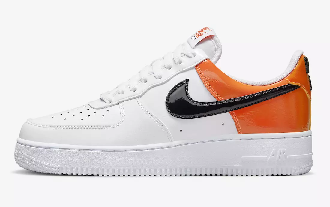 Nike Air Force 1 Low White Black Orange Patent DJ9942-103 Útgáfudagur