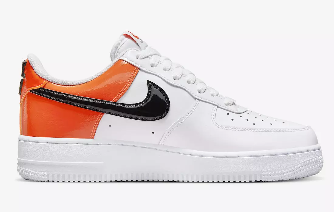 Nike Air Force 1 Low White Black Orange Patent DJ9942-103 Дата на издаване