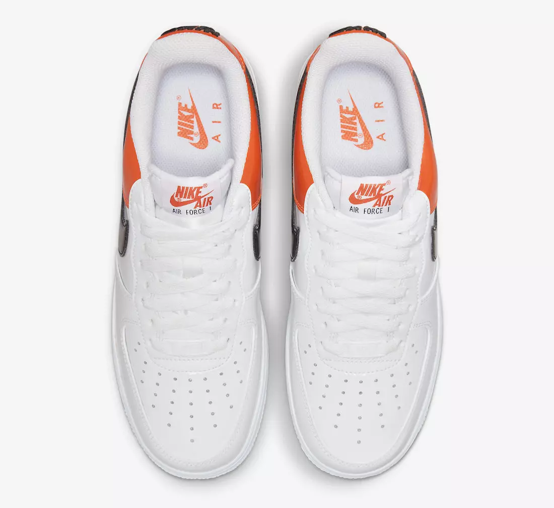 Nike Air Force 1 Low White Black Orange Patent DJ9942-103 Utgivelsesdato