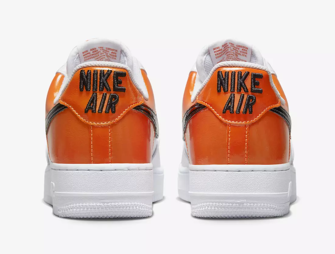 Nike Air Force 1 Low White Black Orange Patent DJ9942-103 Data ta 'Ħruġ