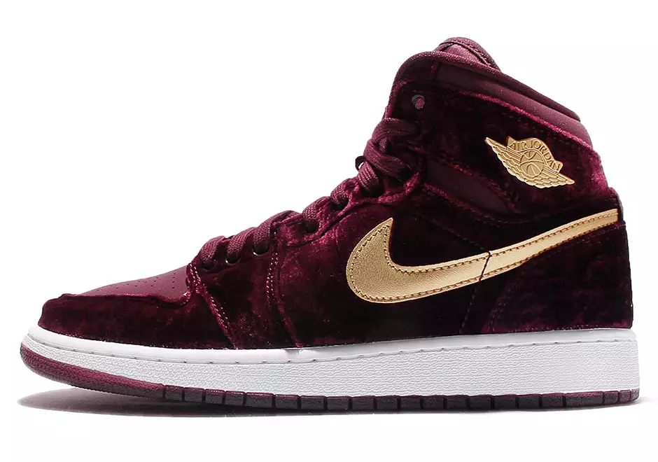 Air Jordan 1 Velvet Heiress Night Maroon طلایی متالیک