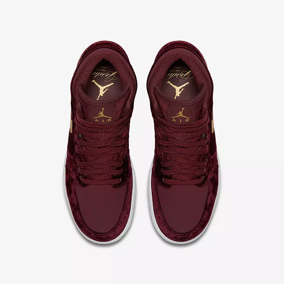 Air Jordan 1 Velvet Бордовый Золотой