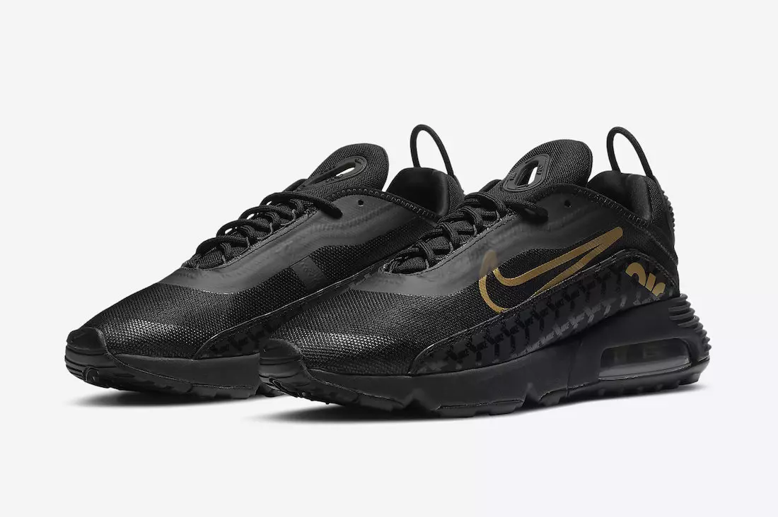 Um luxuoso Nike Air Max 2090 em preto e dourado