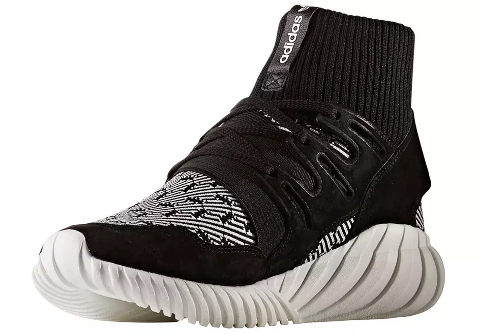 adidas Tubular Doom Primeknit အနက်ရောင် အဖြူရောင်ပုံစံ-