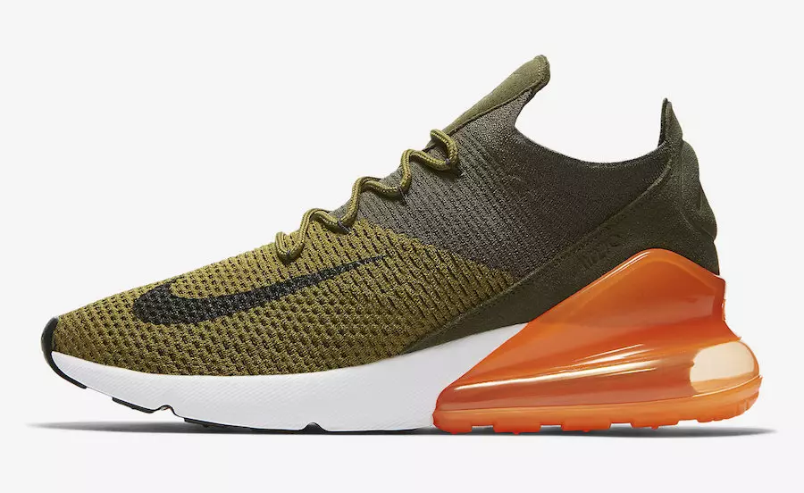 Nike Air Max 270 Flyknit Oliwkowy Pomarańczowy AO1023-301