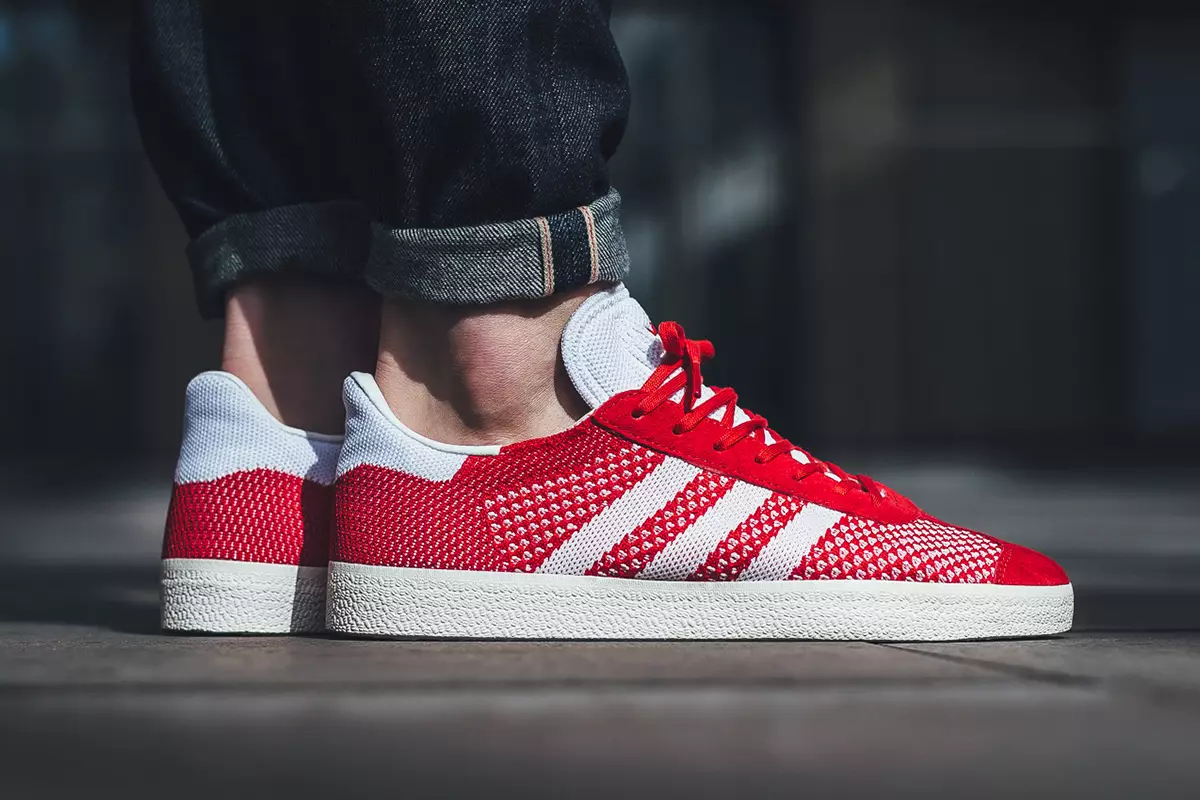 Adidas Gazelle Primeknit Azul Vermelho Cinza