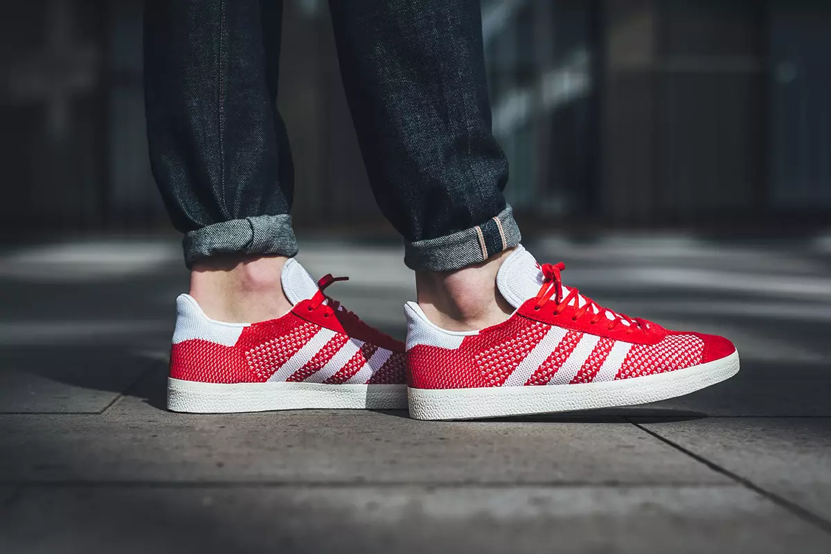 Adidas Gazelle Primeknit Blue Red Grey