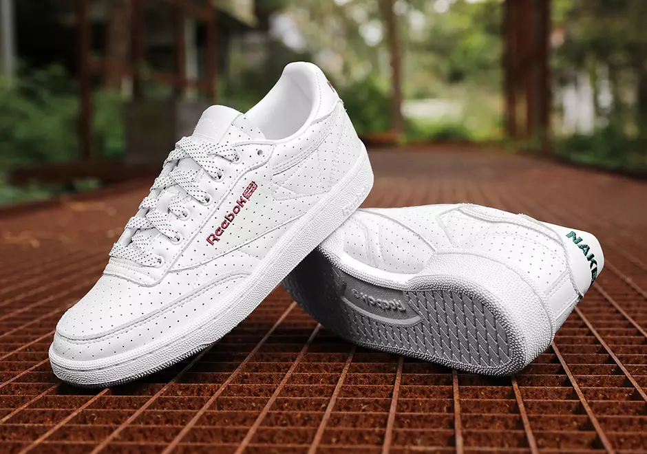 NAKED Reebok Club C White Perforated Leather