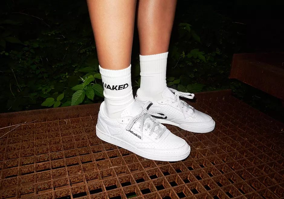 NAKED Reebok Club C cuir perforat blanc