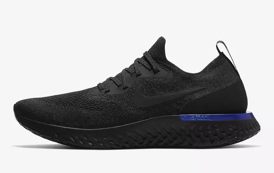 Nike Epic React Flyknit Preto Racer Azul AQ0067-004 Data de lançamento