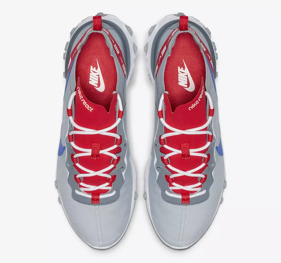 Nike React Element 55 Wolf Grey Habanero Red ဂိမ်း Royal CD7340-001 ဖြန့်ချိသည့်ရက်စွဲ