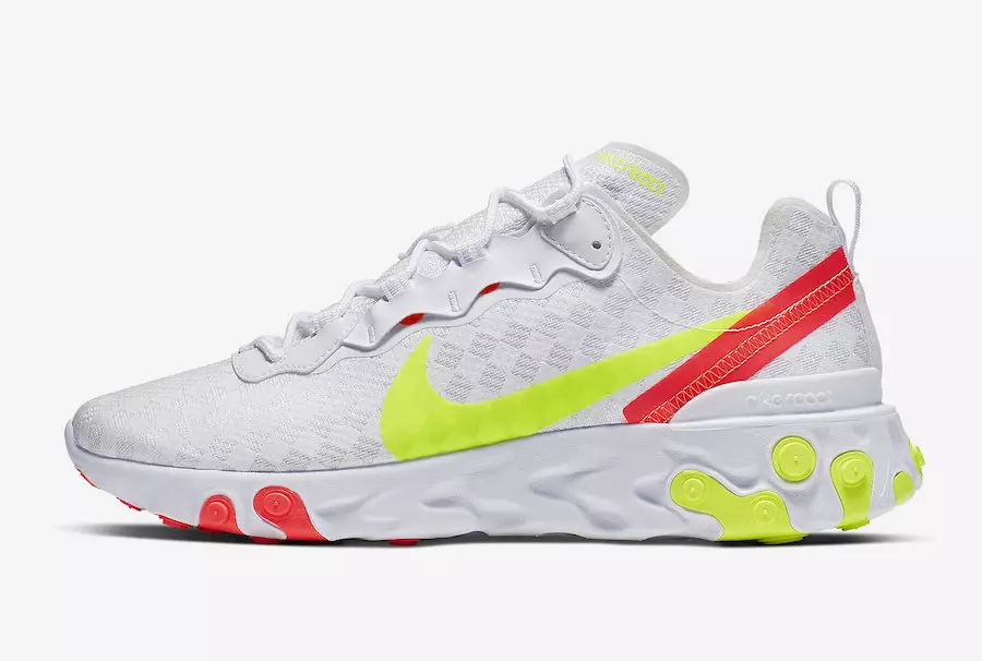 Nike React Element 55 White Volt Crimson CJ0782-100 Data tal-Ħruġ