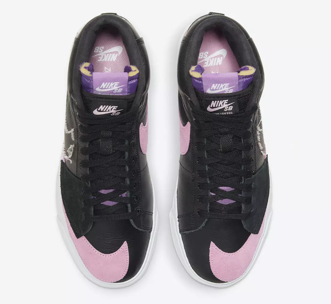 Nike SB בלייזר Mid Edge שחור סגול ערפילית ורוד עלייה DA2189-002 תאריך יציאה