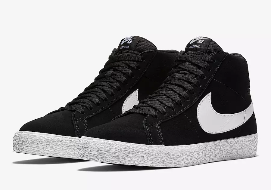 Nike SB Blazer Mid бо рангҳои сиёҳ ва сафед дастрас аст