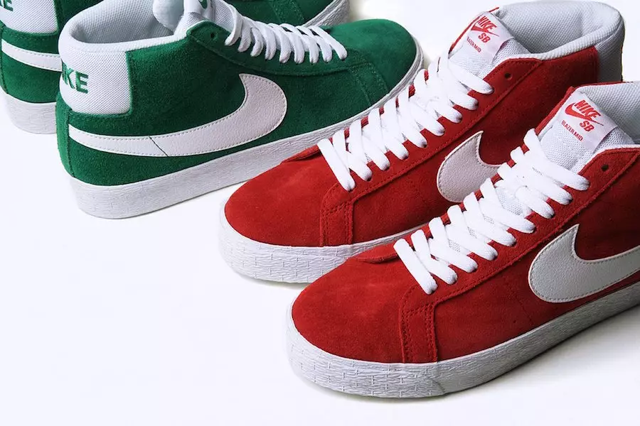 Nike SB Blazer Mid Pine Green Universiti Merah