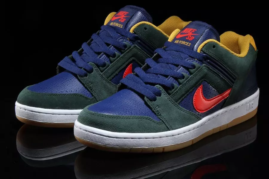 Nike SB Air Force II Low Verde Midnight Habanero Roșu Albastru Void