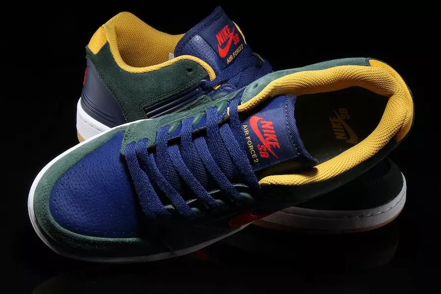 Nike SB Air Force II Low Mëtternuecht Green Habanero Red Blue Void