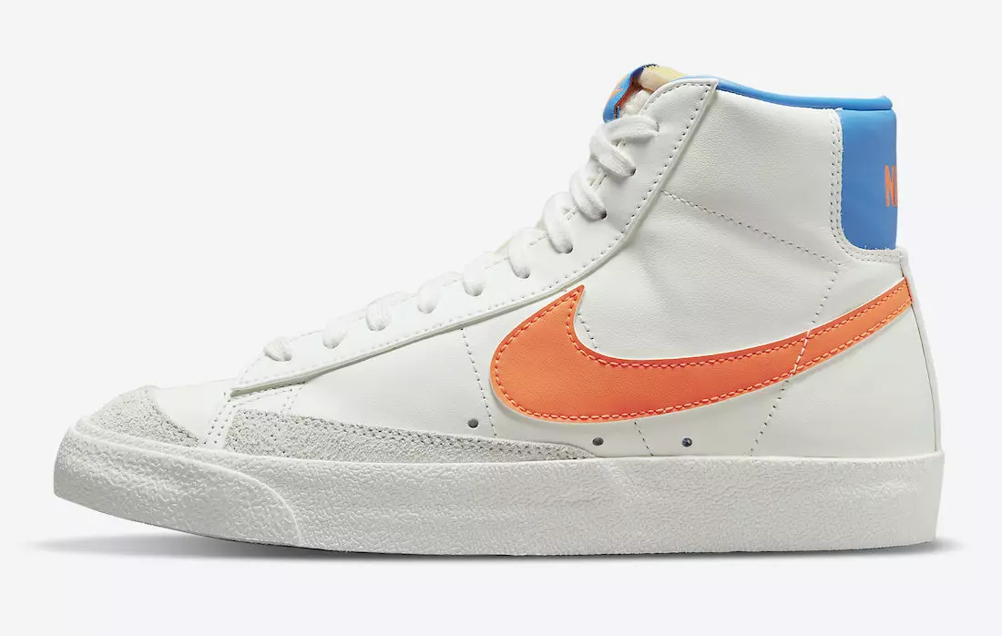 Nike Blazer Mid 77 balta oranžinė mėlyna DQ4692-100 išleidimo data