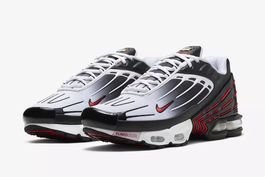 Nike Air Max Plus 3 III ווייסע שווארצע רויט CD7005-004 מעלדונג טאָג