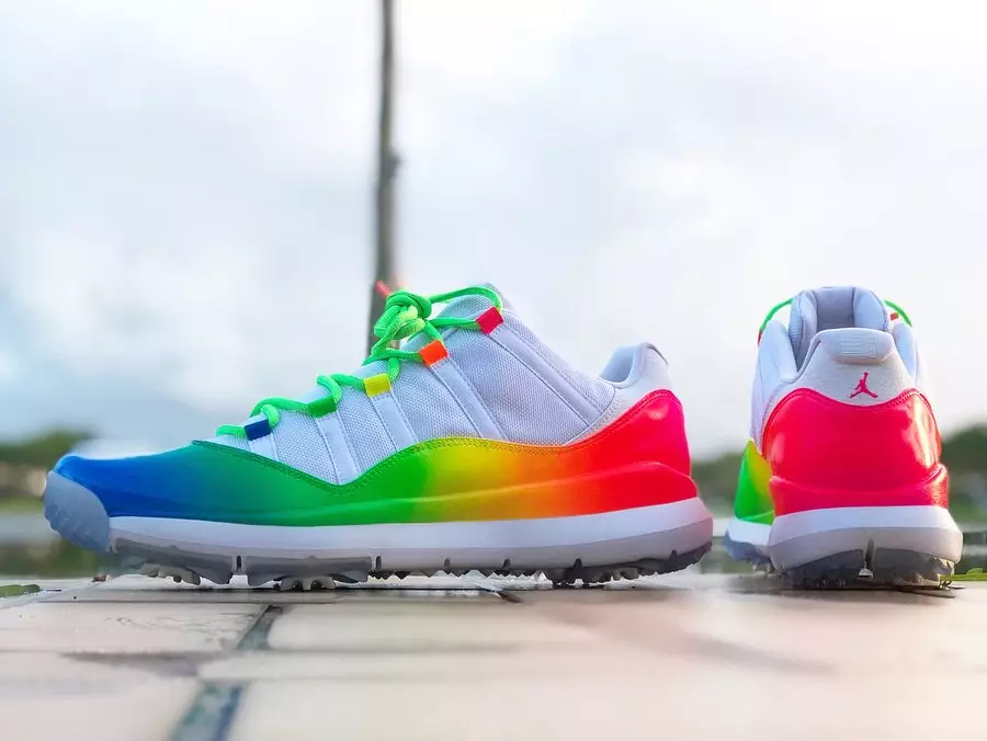 Ray Allen Rainbow Air Jordan 11 Këpucë Golf të ulët